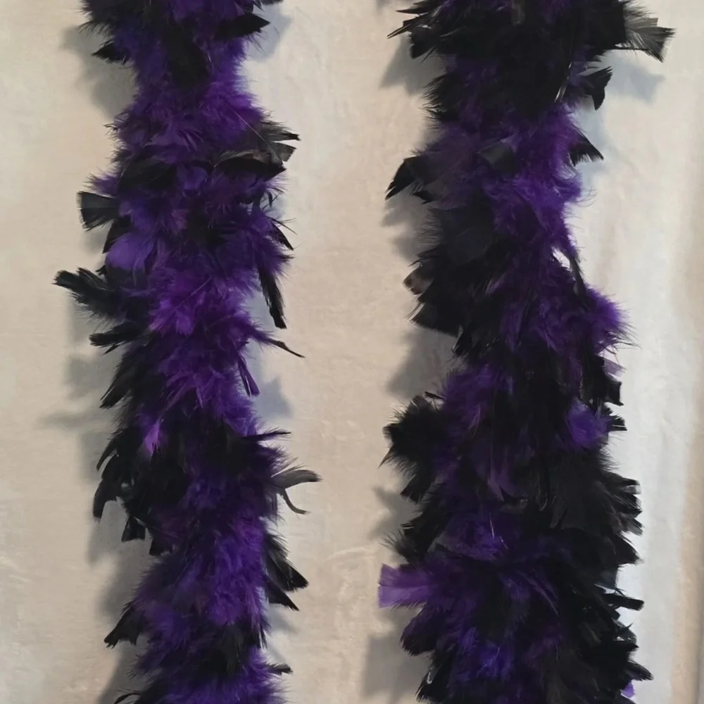 Elegant Black and Purple Feather Boa - Picture 2 of 4